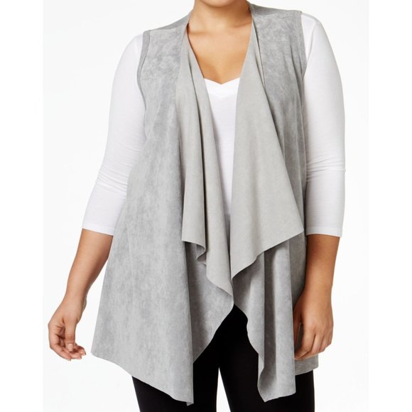 Calvin Klein Jackets & Blazers - NWOT Calvin Klein Faux Suede Drape Cardigan Vest